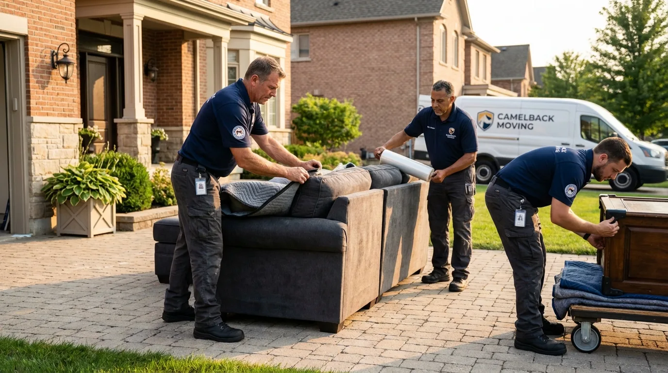 Large estate moving crew wrapping furniture in Atco, NJ
